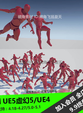 UE5虚幻4 飞行法师动画包施法地面浮空攻击Flying Mage AnimSet