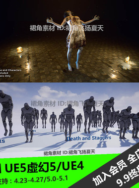 UE5虚幻4 幽灵实体动画包漂浮悬空咆哮The Ghost Entity RPG游戏