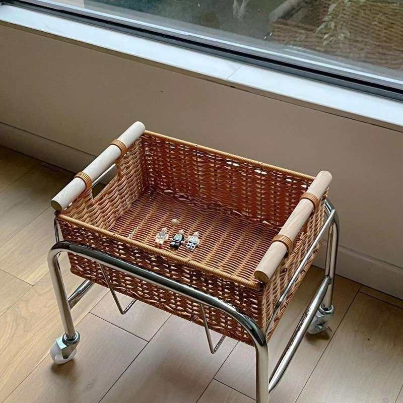 中古藤编小推车收纳筐金属零食架子置物架家居收纳盒家用客厅,鲜花速递/花卉仿真/绿植园艺,割草机/草坪机,淘宝优惠券,粉丝福利购,淘宝优惠卷