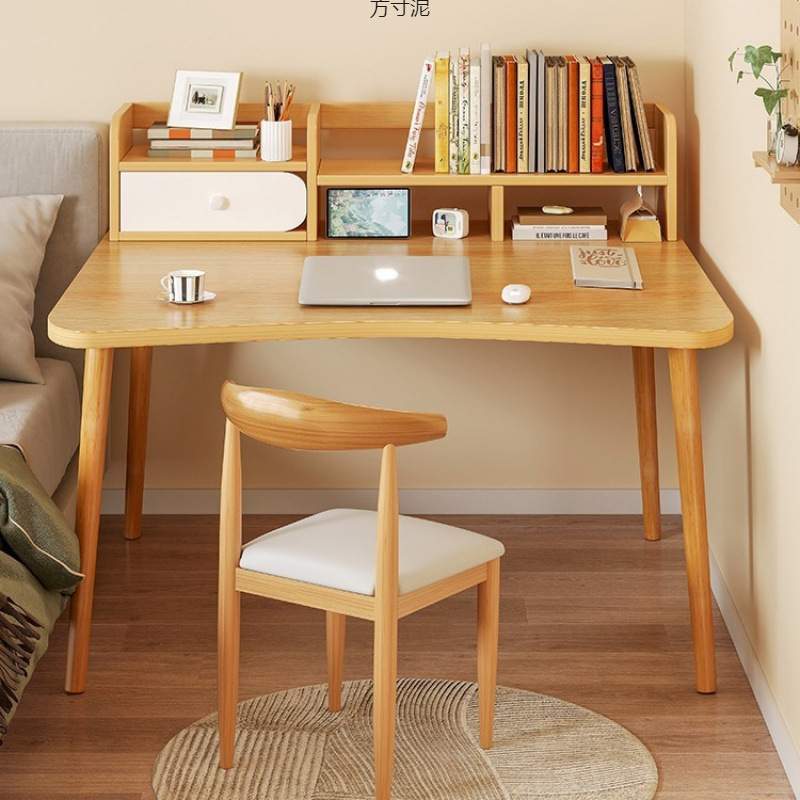 书桌书架一体简易出租屋小桌子台式电脑桌卧室家用学生写字办公桌