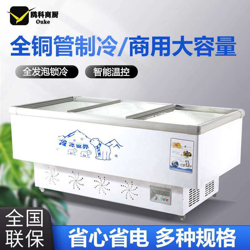 冰柜商用大容量冷柜冰箱冷藏展示柜保鲜冷冻两用岛柜卧式玻璃雪柜