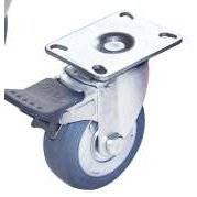 J-CPG02-D100-RC 4寸灰色橡胶刹车轮 安装高度130MM脚轮