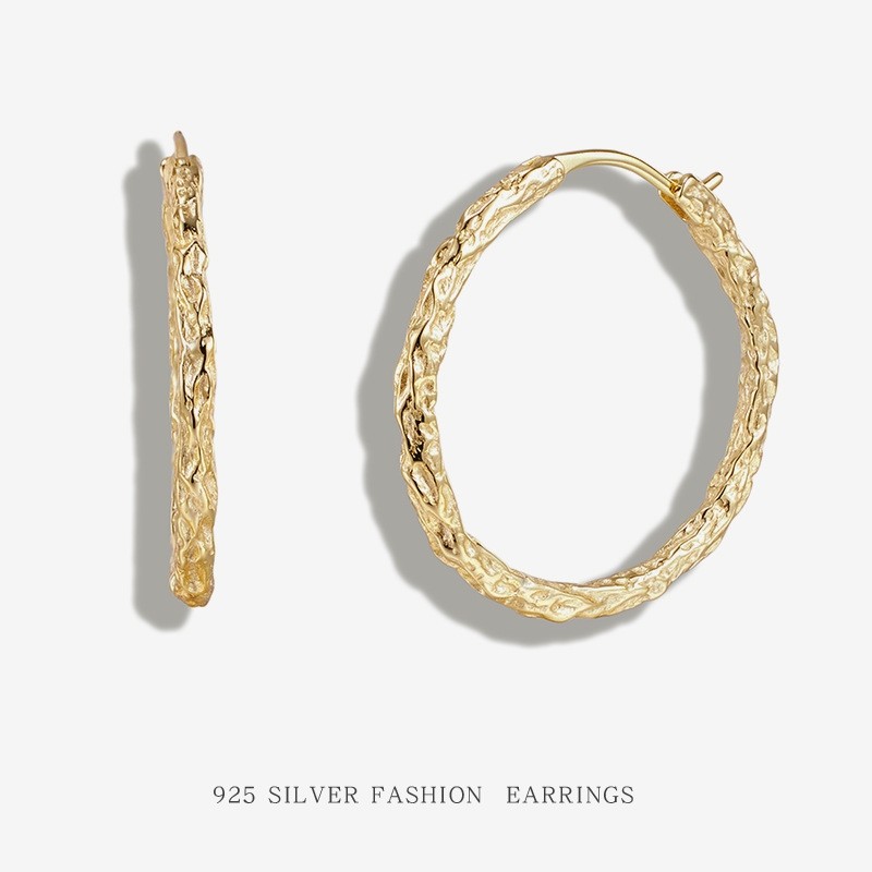 耳环轻奢高级感跨境欧美热销S925纯银熔岩纹理圆圈重工耳饰,饰品/流行首饰/时尚饰品新,银饰耳饰,淘宝优惠券,粉丝福利购,淘宝优惠卷