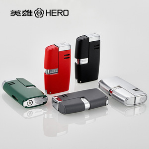 正品英雄打火机旗舰店防风双火雪茄开孔器男士高档定制刻字礼物新
