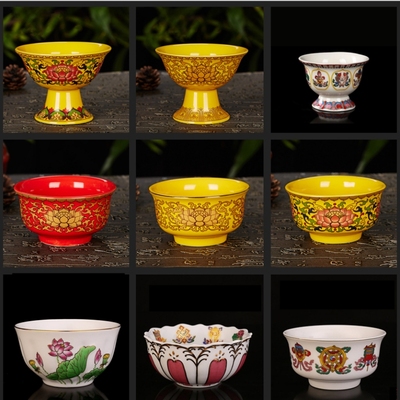 佛堂无字莲花净水杯陶瓷莲花供碗