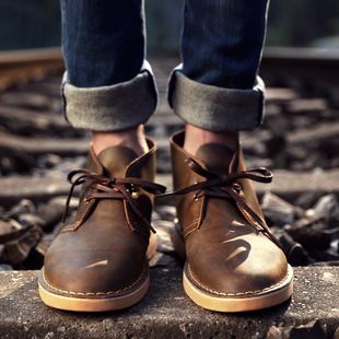 靴户外低帮美式 大头中帮牛皮鞋 复古工装 马丁靴男冬季 沙漠靴短靴子