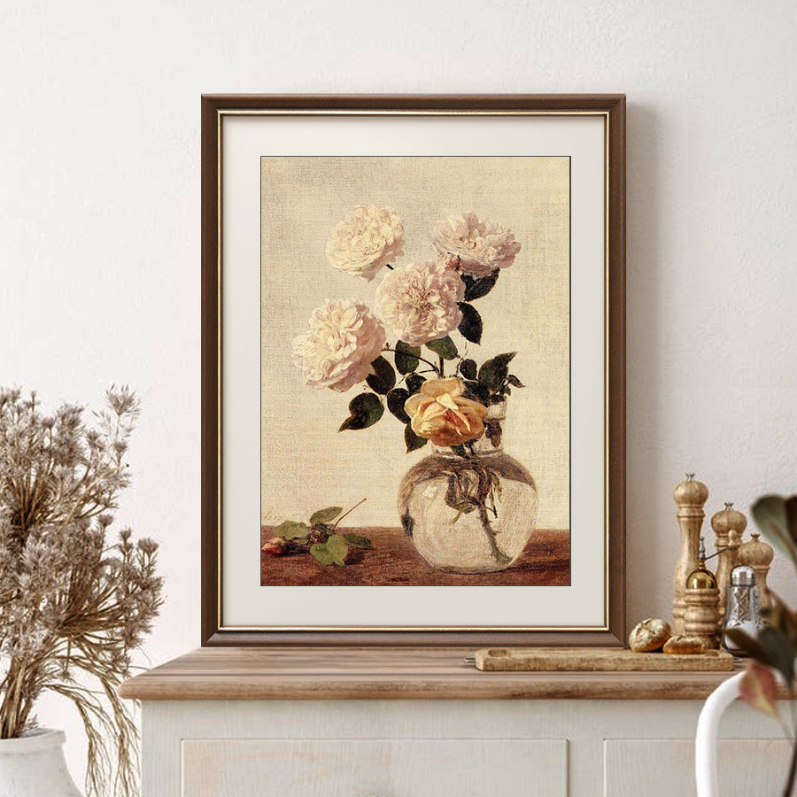 梵高客厅装饰画复古花卉卧室床头中古风挂画走廊过道餐厅壁画法式图片