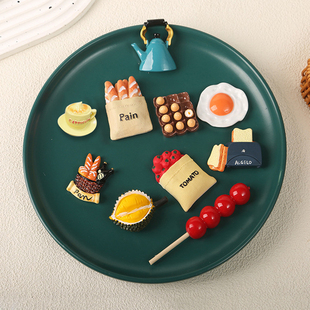 磁吸冰箱贴可爱练瑜伽3D美食牛奶面包迷你射灯小夜灯北欧雕像磁性