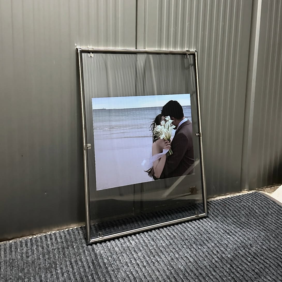 结婚照片定制画框不锈钢人物写字照相框拍立得框简约可悬挂包豪斯