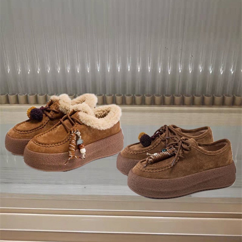 fed加绒袋鼠鞋女冬季新款女鞋休闲单鞋复古厚底鞋女款S1022-YA199