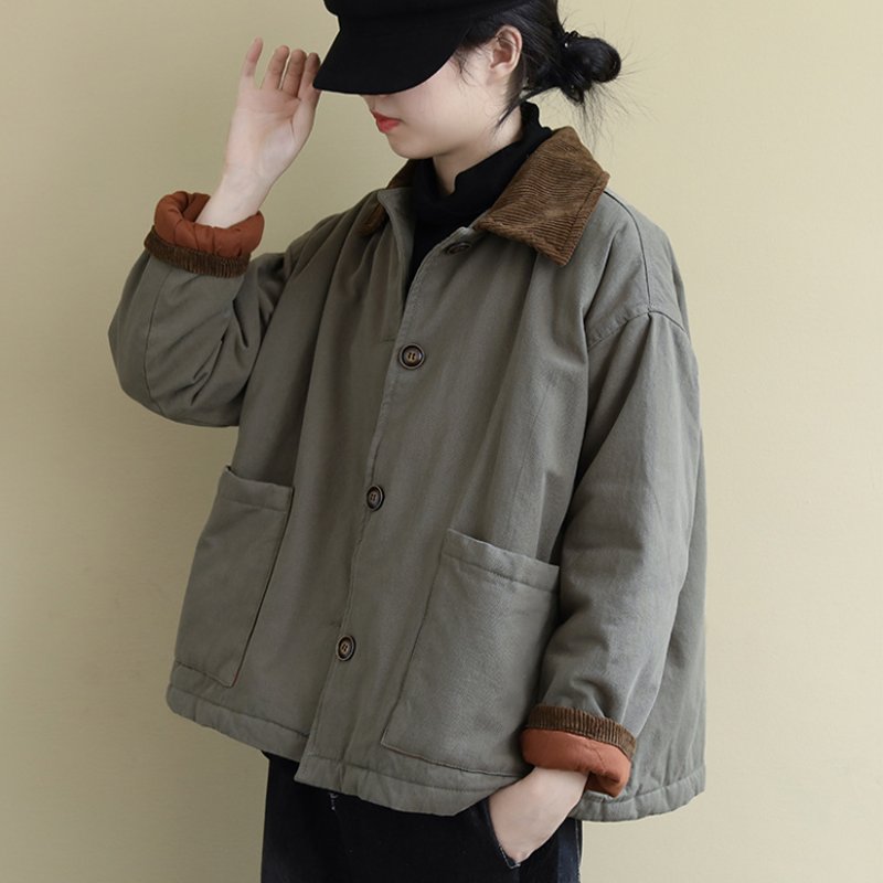 上衣女夹棉外套翻领百搭加厚棉服女冬超厚棉衣女ins潮嘻哈宽松