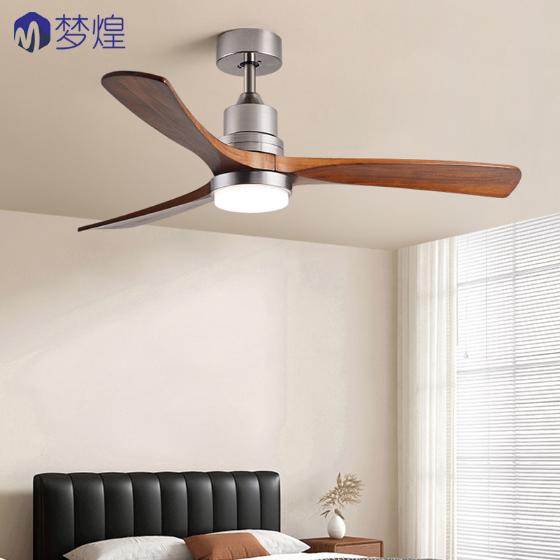 大风力吊扇灯美式餐厅家用客厅卧室一体电扇实木复古简约风扇吊灯