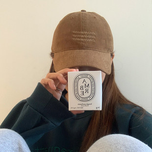 特猫柔 咖啡色棒球帽女秋冬显脸小百搭帽子宽帽檐休闲鸭舌帽