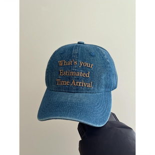 特猫柔韩系水洗软顶棒球帽子男女牛仔蓝鸭舌帽子学生早八通勤遮阳