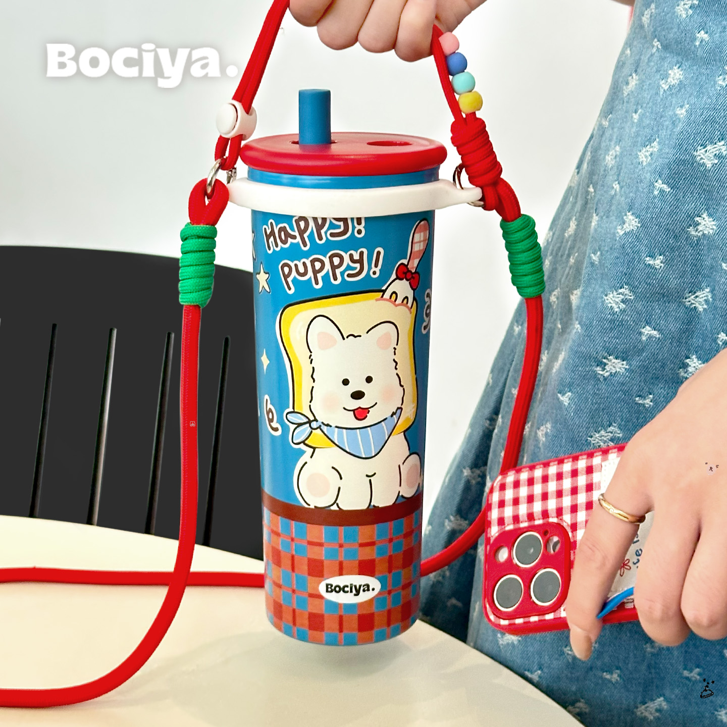 bociya保温杯吸管车载式