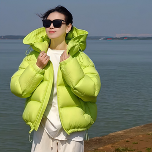 2026年春季新款韩系轻奢风简约超好看保暖纯色短款羽绒服外套女装