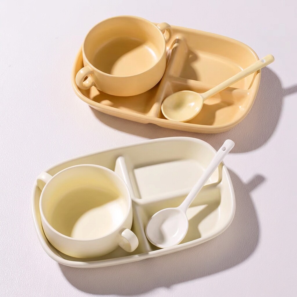 漂亮陶瓷餐盘分格大人减肥专用211减脂定量三格早餐盘一人食餐具