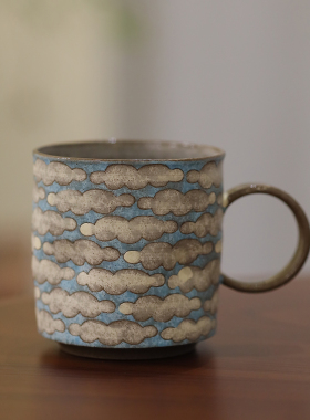 在云边 云朵咖啡杯景德镇手工手绘拉花杯陶瓷马克杯陶艺小众手握