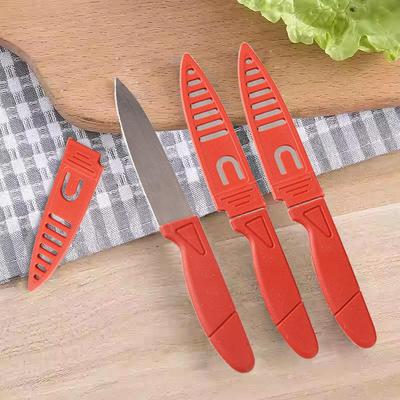 Stainless Steel Portable Red Fruit Knife with Sheath, Home P