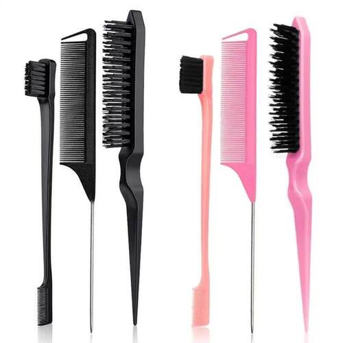 3Pcs Slick Back Hair Brush Set Bristle Hair Brush Brush