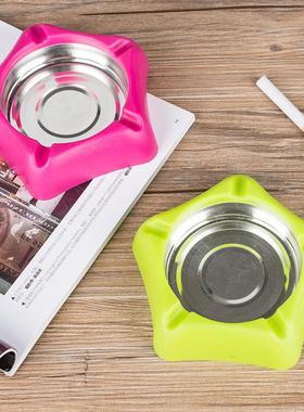 Creative and fashionable plastic and stainless steel ashtray