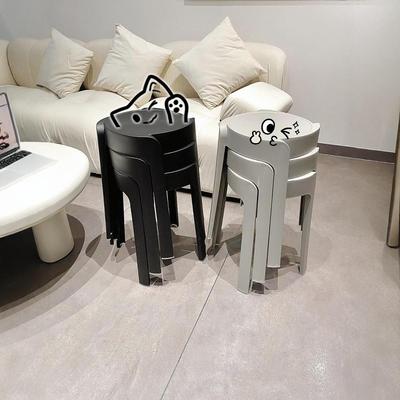 Thickened plastic household stools that can be stacked, suit