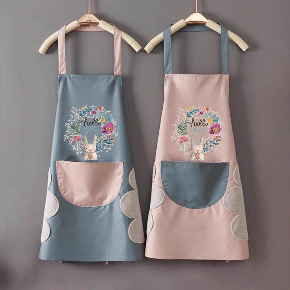 Deer-themed wipeable apron for women, waterproof and oil-res