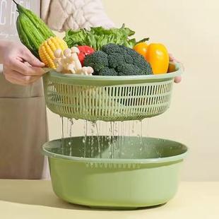 Double-layer Multi-functional Drain Basket for Washing Veget