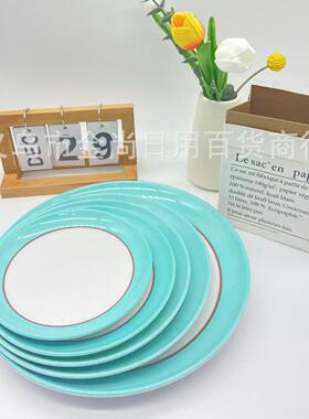 Melamine two-color round plate, plastic snack and cold dish