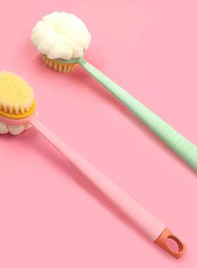2-in-1 Double-Sided Bathing Brush with Long Handle, Soft Bri