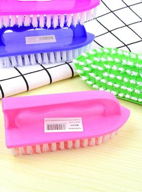 Durable medium-stiff bristle laundry brush with a non-slip h