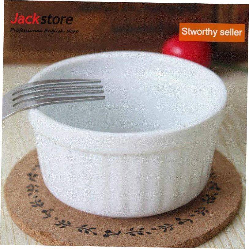 5pc White ceramic ramekin baking bowl pudding bowl cup