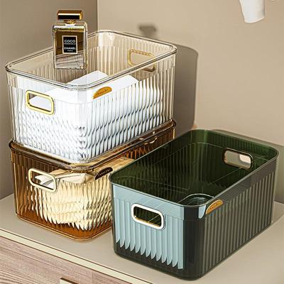Lidded transparent storage box for home organization and con