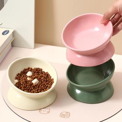 Ceramic Black Cat Food Bowl with Angled Rim to Protect Cervi