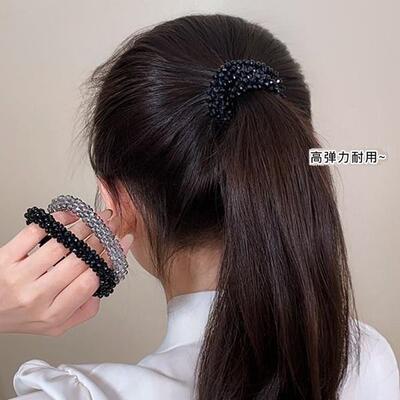 Elegant Crystal Beaded Hair Tie for Women, Exuding Aristocra