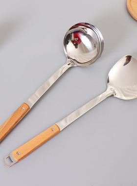 Non-magnetic stainless steel 3mm thick wooden handle spatula
