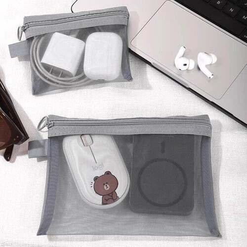 Mesh cosmetic bag, lipstick touch-up card holder, portable m