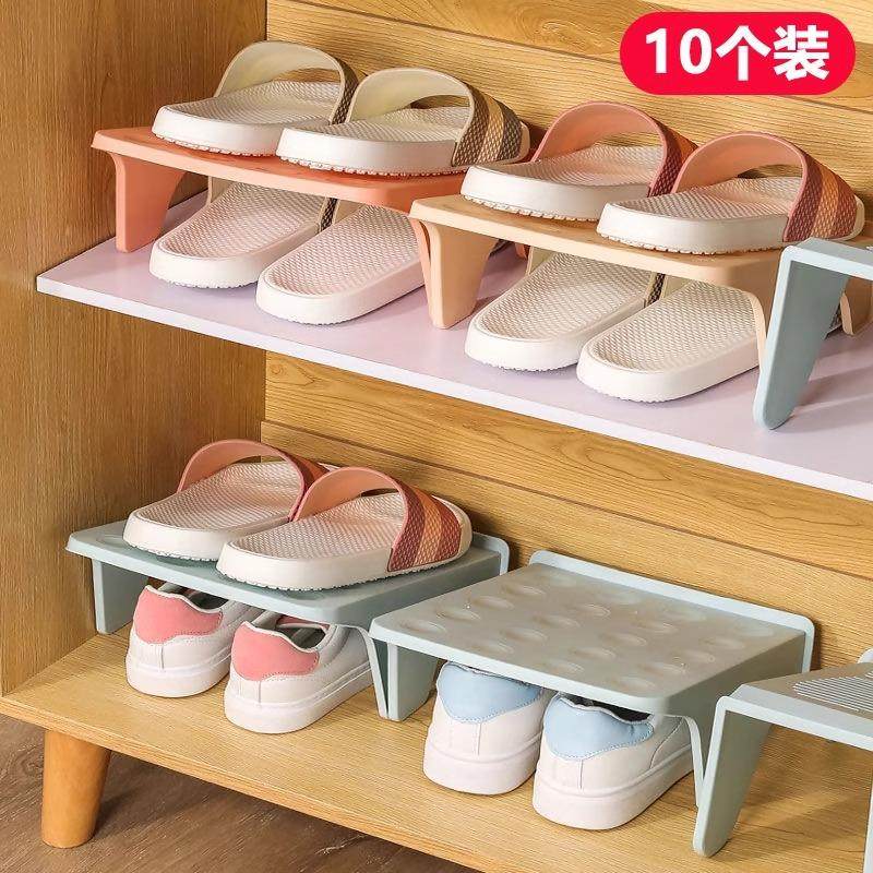 Dual-layer plastic shoe rack, integrated cabinet-style shoe