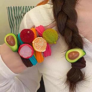 Cute fruit hair ties, dopamine-inspired girly hair ropes, hi