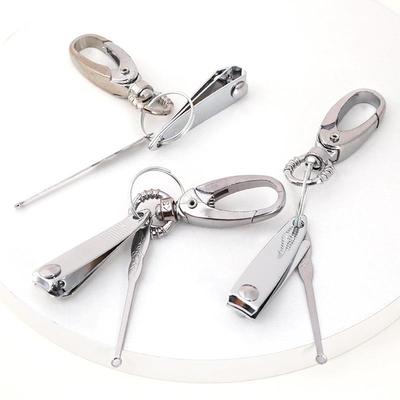 Large nail clipper with keychain and ear pick three-piece se