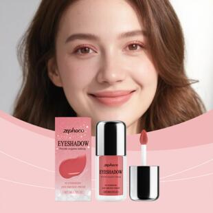 Zephoco Shimmering Peach-Pink Liquid Eyeshadow, featuring a