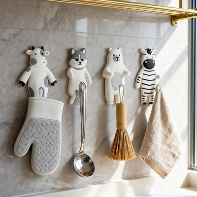 Animal-themed hooks for bedroom walls, cute cartoon style, s