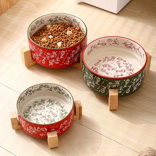 Creative Ethnic Style Straight Mouth Bowl with Wooden Stand,