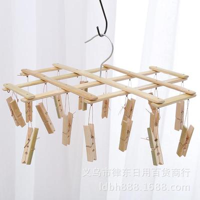 Wholesale 16 Bamboo Clips 22 Foldable Multi-use Clothespins