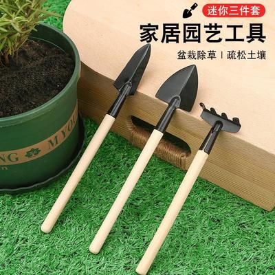 Shovel, spade, and a three-piece mini set for digging, plant