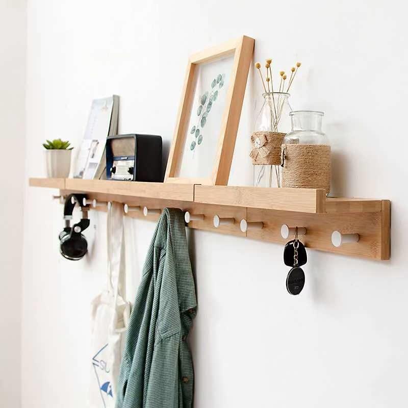 Nordic Style Bamboo Hook Wall Hanging Clothes Hook Hallway W