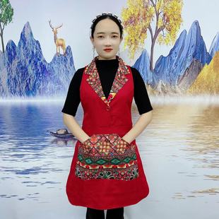 围裙 厨房防油防水显瘦高级西装 1819新款 民族风翻领马甲碎花时尚