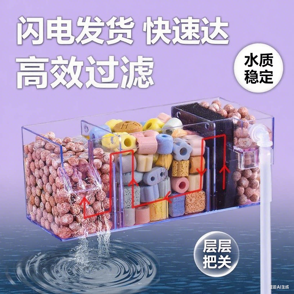 外置壁挂式过滤盒小型专用水循环净水静音滴流盒新型鱼缸过滤器