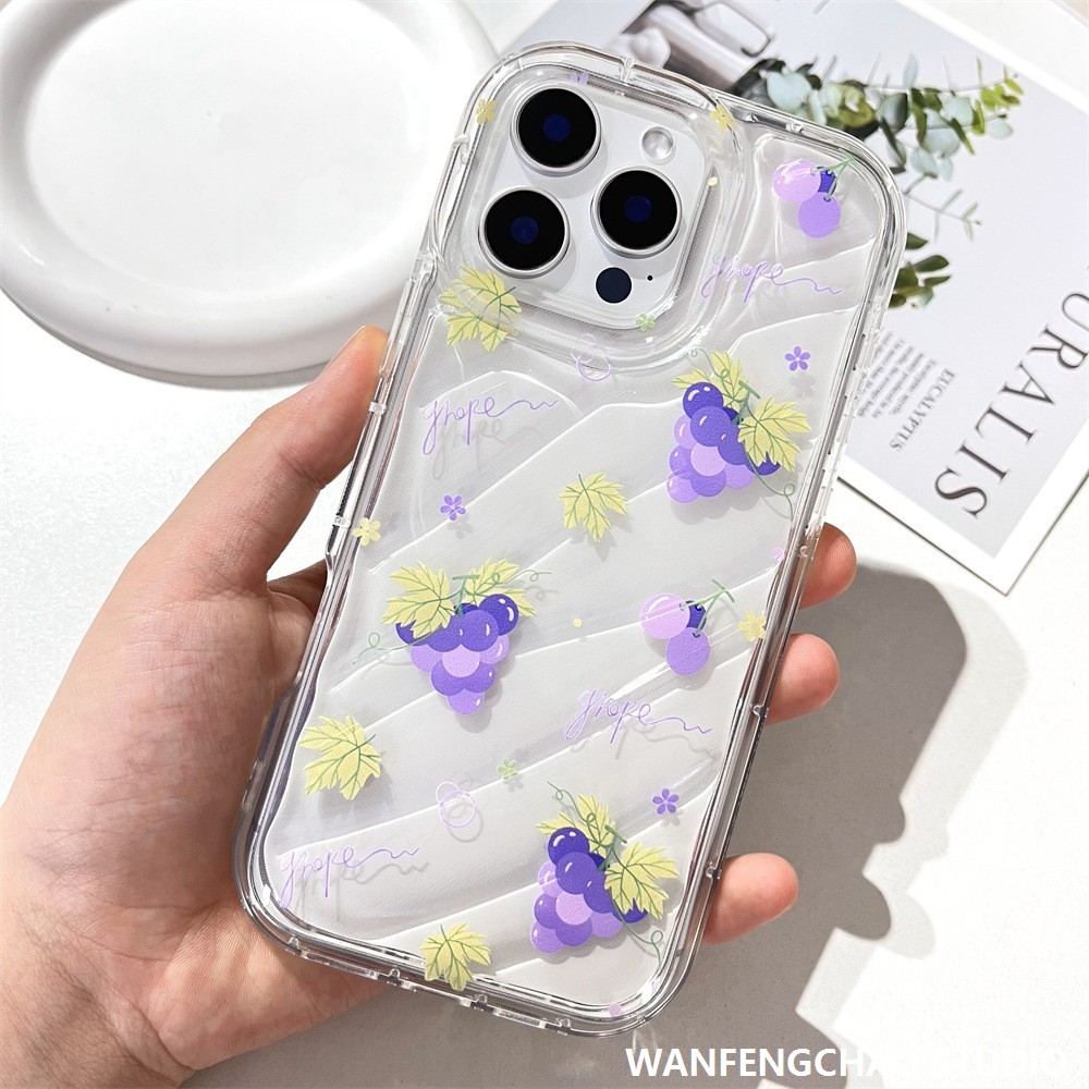 小清新葡萄适用苹果16promax手机壳15新品iphone14文艺11透明13