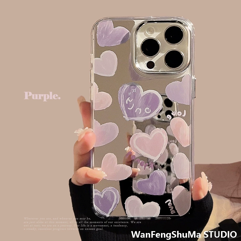 Apple, фиолетовый совместимый iPhone 14, iPhone14 Pro, чехол, зеркало эффект, iphone, защита от падений
